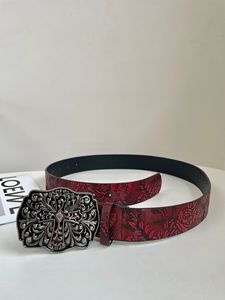 Cinturones de Diseñador, <span class=keywords><strong>Cinturón</strong></span> Y2K, Cinturones Vintage para <span class=keywords><strong>Mujer</strong></span>, Hebilla Cruzada Ornamentada, Patrón Floral, <span class=keywords><strong>Rojo</strong></span>, Accesorio de Moda para Conjuntos Modernos - Product Image 6