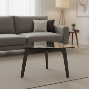 Mesa de Centro Moderna con Tapa de Vidrio Templado y Marco de Madera, Diseño Minimalista, Muebles para Sala de Estar - Product Image 2