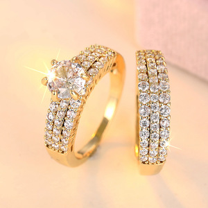 Ensemble de deux bagues en zircon étincelant pour femmes, bijoux élégants pour mariage et fiançailles - Product Image 4