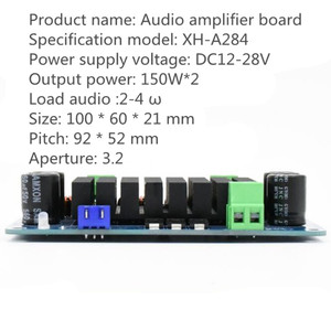 Placa amplificadora digital de alta potencia, módulo de 150W x 2, 12V-28V, placa amplificadora de sonido de escenario, XH-A284, 150W x 2 - Product Image 2
