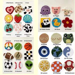 OEM hecho a mano arco perro oso Selflove Club alfombra a cuadros ojos del diablo bordado a mano punzón aguja posavasos taza alfombra para escritorio regalo Idea - Product Image 2