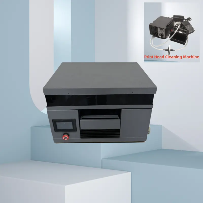 Fosida Xp600 Ymckww 6 Kleuren Vier As Platte A4 Uv 3d Flatbed Printer Met Vernis En Wit Met Printkop Reinigingsmachine