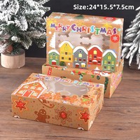 Boîte d'emballage rectangulaire de Noël pour cupcakes, pâtisseries, gâteaux, desserts/mousses, ou tartes aux œufs, avec fenêtre transparente – Excellente qualité