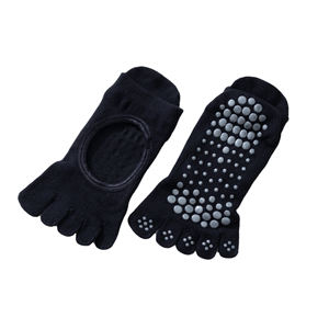 Untuk Toesox Logo kustom kaus kaki jari jari Pilates Yoga balet rajut bambu antiselip Solid antiselip 5 jari desain bersirkulasi - Product Image 2
