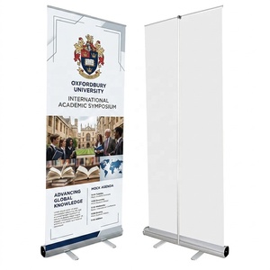Support de bannière enroulable rétractable en aluminium portable pour présentation <span class=keywords><strong>d</strong></span>'affiches de conférences académiques et de recherche, léger - Product Image 1