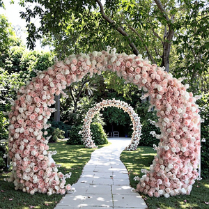 Nouvelle conception Grande <span class=keywords><strong>arche</strong></span> de fleurs rose <span class=keywords><strong>Arche</strong></span> de fleurs en métal avec support pour mariage et fête Toile de fond Écologique Fait à la main - Product Image 1