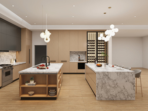 Meubles de cuisine, armoires de cuisine modulaires, plan de travail en quartz, cave à vin, armoires sur mesure, carcasse en panneau mélaminé pour appartements - Product Image 2