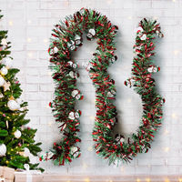 Guirlande décorative de Noël en tinsel avec bonhomme de neige et homme en pain d'épices pour la décoration de l'arbre de Noël et des fêtes