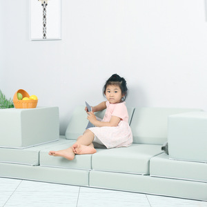 Coussin de canapé en mousse éducatif pour enfants, design minimaliste vert clair et gris clair, pour les enfants de 3 ans et plus - Product Image 3