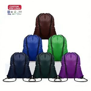 Custom 210D 420D Waterproof Polyester Nylon Foldable Reusable Large Capacity <b>Drawstring</b> <b>Backpack</b> Gym Sports Bag - Product Image 2