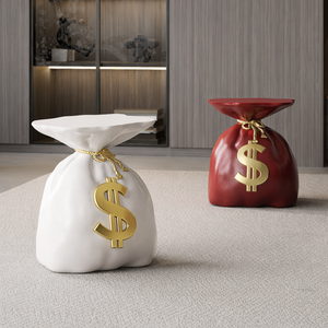 Sgabello Moderno di Lusso a Forma di Borsa Portasoldi, Tavolino Laterale Creativo Nero e Oro, Arredamento Artistico Pop Art <span class=keywords><strong>per</strong></span> Soggiorno - Product Image 2