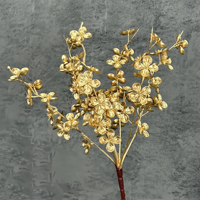 2025 feuilles artificielles simulées feuille de Ginkgo doré feuille d'eucalyptus bouquet doré pour la décoration de mariage à la maison