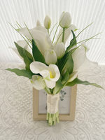 Bouquet de tulipes et de lys artificiels faits à la main de style coréen, écologiques et réutilisables pour les photos de mariage