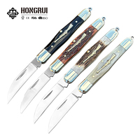 Couteau de poche en acier inoxydable 440C, couteau pliant miniature en corne de bœuf, couteau portable de petite taille, cadeau, porte-clés