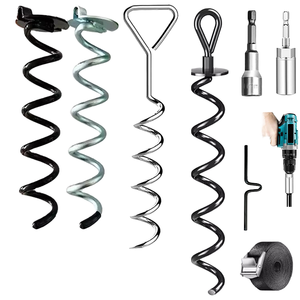 Ancres de sol en acier robuste vents forts vis d'<span class=keywords><strong>ancrage</strong></span> de terre ensemble de <span class=keywords><strong>balançoire</strong></span> piquets de tarière en spirale pour tente trampoline arbre pouce - Product Image 1