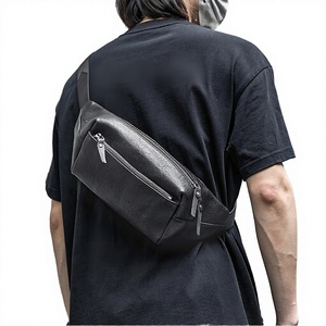 Sacs bandoulière messager en cuir véritable pour hommes, imperméables, en cuir pleine fleur, style vintage, mode nationale, avec lettres, à porter à la taille - Product Image 1