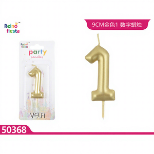 Bougies d'anniversaire en forme de gâteau Peiyong Gold Number 1 de 9 cm, modèle 50368, pour Pâques et le Nouvel An, en boîte - Product Image 1