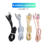 Kabel Pengisian Cepat USB 2.1A 3 in 1 SD-050 Tipe-C/Micro USB/iOS untuk iPhone untuk & Komputer-Kabel Anyaman Nilon