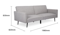 Sofá cama plegable moderno de 3 plazas, salón de tela gris con mechones para el hogar o el hotel, muebles de Futón para sala de estar