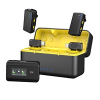 Microfono Lavalier Wireless a Doppio Canale con Schermo LCD, Memoria Interna da 4GB, Logo Personalizzabile per Creator di YouTube e TikTok