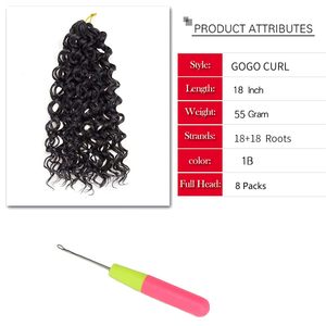 8 paquets d'extensions de cheveux bouclés à ondulations profondes, ondulations aquatiques, <span class=keywords><strong>GoGo</strong></span> Curl, pour tressage au crochet, double trame machine - Product Image 5