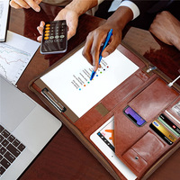 Porte-documents professionnel en cuir PU A4 avec fermeture éclair translucide et organiseur de classement