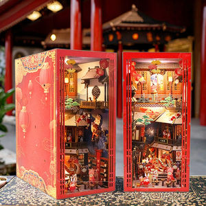 <span class=keywords><strong>Libro</strong></span> temático de Año Nuevo chino Nook DIY Kit artesanía miniatura rompecabezas de madera <span class=keywords><strong>Casa</strong></span> de juguete con iluminación regalo para adultos - Product Image 1