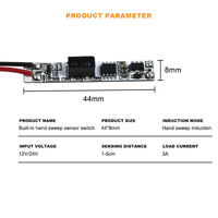 DC12V/24V 3A 8mm Smart armoire intégrée armoire lumière LED infrarouge main balayage vague capteur interrupteur led gradateur module carte PCB