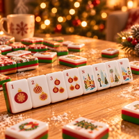 Ensemble de Mahjong de luxe américain, édition de Noël, 160 tuiles en acrylique, dos pailleté, jeu de table familial haut de gamme, boîte cadeau