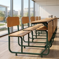 Ensemble de bureau et chaise d'écolier individuel en bois avec structure métallique pour salle de classe