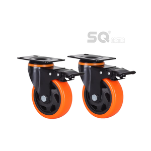 SQ Castor rueda de pvc/PU 3 4 5 Zoll orange PVC-Lenkräder 100mm mittelschwere Rollen für Wagen - Product Image 2