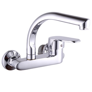 Trung Quốc minwei kép xử lý Mixer hai treo tường thương mại nhà bếp Mixer chậu vòi với Sprayer tap