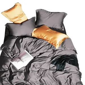 19mm 4Pc all'ingrosso vendita calda lenzuolo con angoli in seta di ghiaccio Oeko-TEX <span class=keywords><strong>copripiumino</strong></span> puro gelso 100% pura seta lenzuola <span class=keywords><strong>Set</strong></span> biancheria da letto - Product Image 1