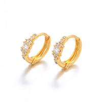 Fabrikant Voorraad Premium Op Maat Gemaakte Valentijnsdag Party Huidvriendelijke Centrale Grote Zirkoon Zijdelingse Kleine Edelsteen Gebogen 14K/24K Gouden Oorbellen