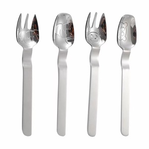 Cucharas y tenedores infantiles de acero inoxidable 304 con diseño de dibujos animados, utensilios para alimentación de bebés y postres - Product Image 3