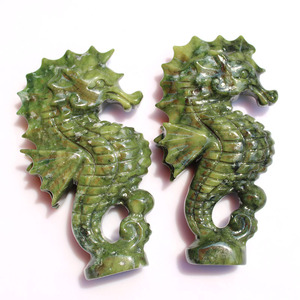 Ippocampo di giada verde naturale intagliato a mano che intaglia il cavalluccio marino animale di cristallo per la decorazione - Product Image 4