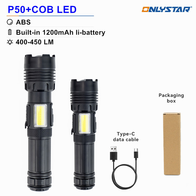Professional Manufacturer Torch Light Strong Telescopic Zoom Led COB Powerful XHP50 Flashlight Rechargeable