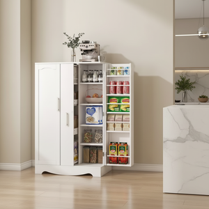 Mobili per Organizzazione e Stoccaggio in Legno, Moderni Armadi da <span class=keywords><strong>Cucina</strong></span> <span class=keywords><strong>con</strong></span> Ante Alte e Ripiani Regolabili, 5 Ripiani - Product Image 2