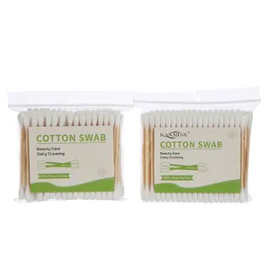 Chine Usine Personnalisé Écologique Jetable 100pcs Bambou Bâtons De Coton Bourgeons Usage Quotidien Coton Bourgeons