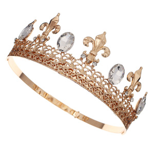 Accessoires de cheveux d'anniversaire <span class=keywords><strong>Prince</strong></span> Halloween Cosplay rétro doré roi <span class=keywords><strong>couronne</strong></span> diadème strass <span class=keywords><strong>couronne</strong></span> royale pour hommes petit ami cadeau - Product Image 3