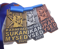 Médailles de volley-ball personnalisées or argent bronze pour le carnaval Sukan MYSED 2025 Médaille et médailles de football basketball en métal avec ruban