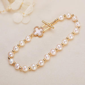 สร้อยข้อมือแบบหัวเข็มขัด OT ประดับเปลือกหอยฝังละเอียด ดีไซน์เฉพาะกลุ่ม ประดับมุกน้ำจืด คุณภาพเยี่ยม จากผู้ค้าส่งเครื่องประดับจูจี้ - Product Image 1