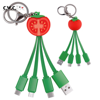 Charming Unique Tomate 3 en 1 Cable de carga Teléfono celular móvil multifunción Android Tipo C Cable de carga USB