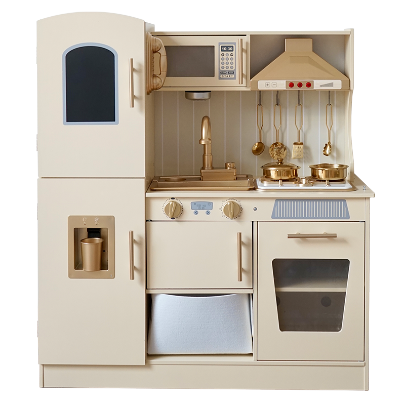 Wooden Kid Kitchen Cooking Set Microwave Play Kitchen Sets for