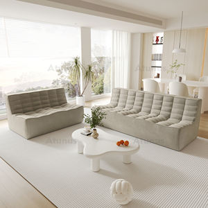 أريكة من ATUNUS متوفرة بالمخزون أريكة مفرغة مضغوطة لغرفة المعيشة 1/مقاعد أريكة من الكتان الشنيل نسيج مخلوط من الوافل - Product Image 3