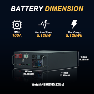 Batería de Litio LiFePO4 Semisólida de 48V 100Ah con Stock en la UE, Más de 10000 Ciclos de Vida, BMS Inteligente para Sistemas Solares Domésticos Fuera de la Red, Batería de 51.2V - Product Image 2