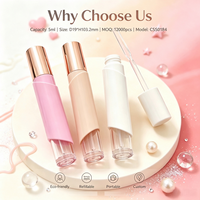 ISMAN Flacon compte-gouttes correcteur 5 ml avec pipette transparente, bouchon rose doré, enveloppe en plastique rose nude et blanc, vide, pour cosmétiques, vente en gros