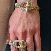 Bracelet tendance en laiton plaqué or 18 carats, géométrique, étanche, avec zircone Pava, bijoux empilables