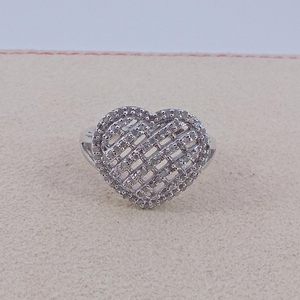 Jewelspaark – bague en diamant 0.59 Cttw, coupe ronde, en argent sterling 925, en forme de cœur, bijoux de fiançailles pour femmes, taille 8 - Product Image 3