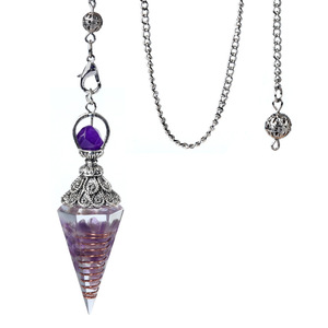 <span class=keywords><strong>Pendentif</strong></span> Cône Hexagonal en Résine, <span class=keywords><strong>Pierre</strong></span> <span class=keywords><strong>Semi</strong></span>-<span class=keywords><strong>Précieuse</strong></span> de Cristal Naturel, Argent Ancien, Style Boutique, Gravier Coloré, Pendule Populaire - Product Image 4
